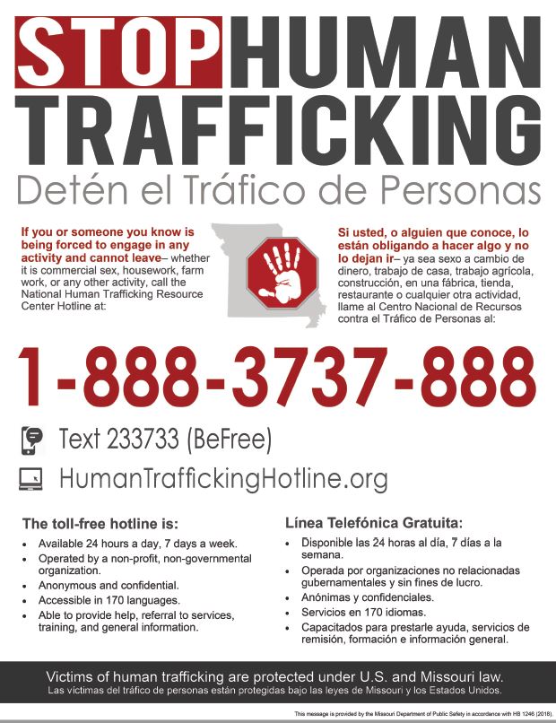 Stop Human Trafficking in Missouri poster