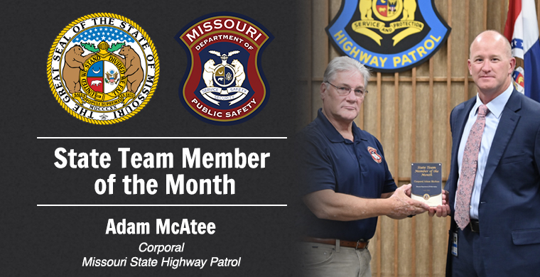 Highway Patrol Corporal Adam McAtee named State Team Member of Month for tireless investigation into exploited children